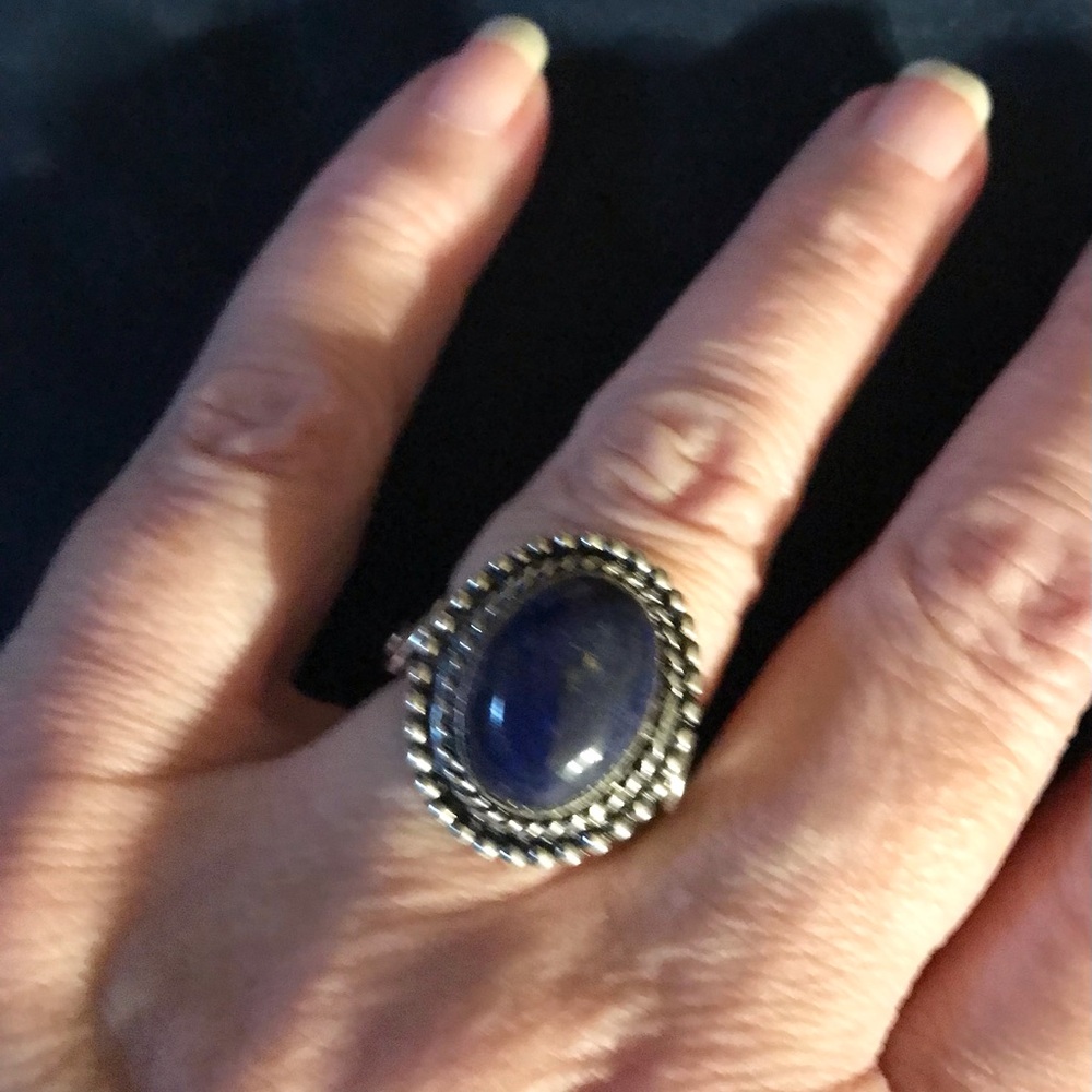 Lapis Lazuli Stamped 925 Sterling Silver Ring
